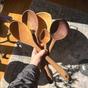 Vintage Lot of Antique Hand-carved Wooden Spoons